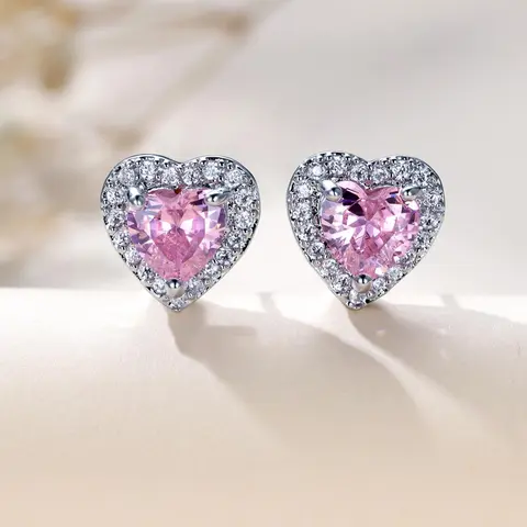 Women's Elegant Heart Design Artificial Zircon Decor Stud Earrings for Gift, Fashionable Earrings Jewelry for Girlfriend for Party, Daily Clothing Decor for Girl