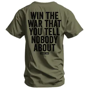 Men's Crewneck Casual Short-Sleeve T-Shirt - "Win The War You Tell Nobody About" Graphic, Poker Theme | Menswear Top