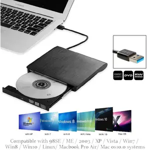 USB 3.0 Slim External CD DVD Drive, CD Burner & DVD Reader, High Speed 5Gbps, Plug & Play, Wide Compatibility, Portable Lightweight Drive for Laptop PC Notebook Computer