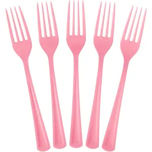 Pink Plastic Forks 50 Pcs Pink Forks Disposable Utensils Heavy Duty Plastic Cutlery Set Disposable Cutlery Sets Flatware Sets Silverware Set For Party Supplies & Party Tableware Exquisite