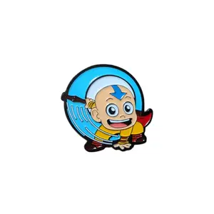 Avatar: The Last Airbender Pin Chibi Aang With Airbending Staff, 1.5 Inch Diameter