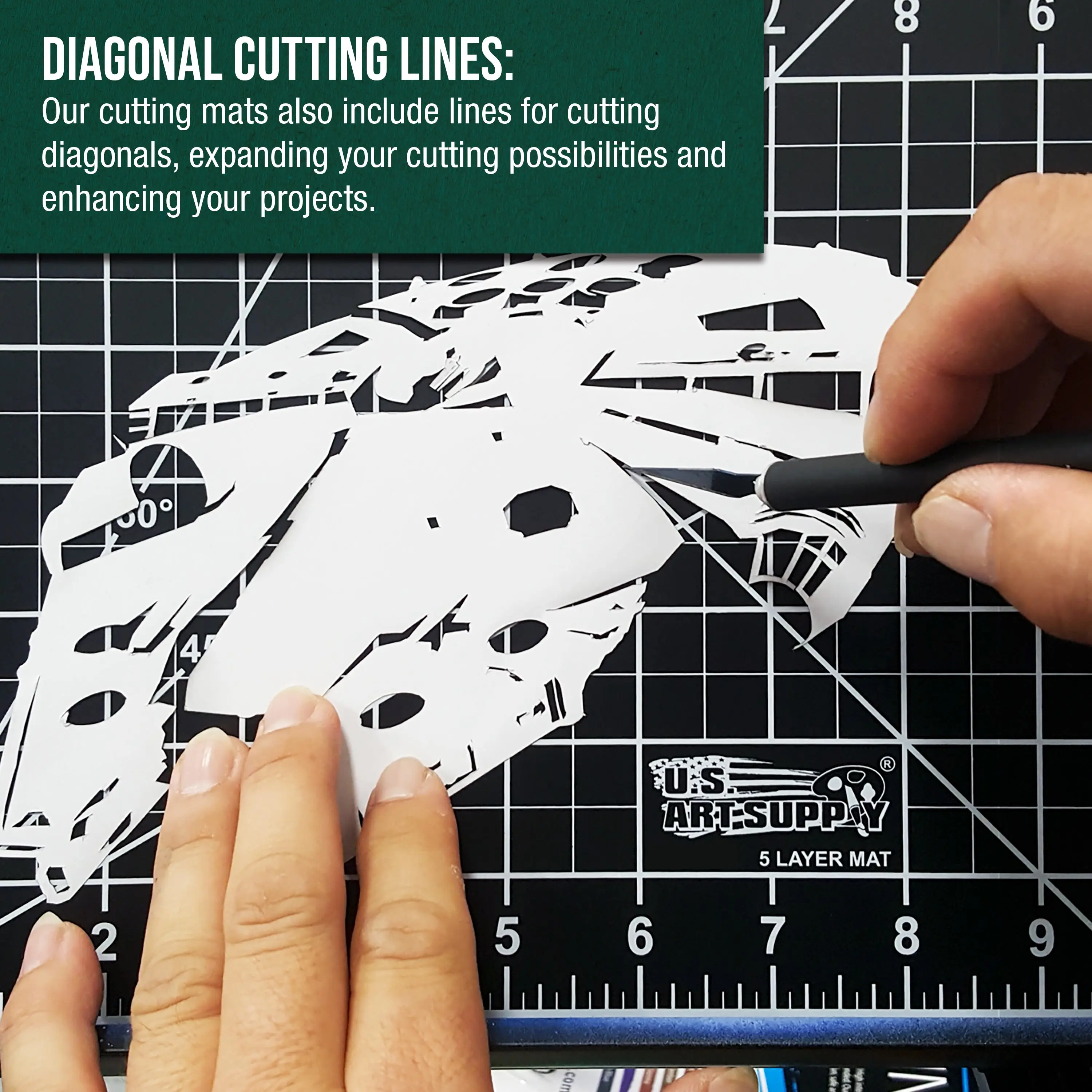 12" x 18" Self-Healing Cutting Mat 5-Ply - Double-Sided Green/Black Craft Mat, Non-Slip Cutting Mats for Crafts, Sewing, Quilting, Scrapbooking