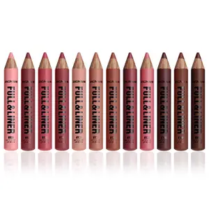 Langmanni 12-Piece Dual-Use Lip Liner & Lipstick Pencil Set, Lip Liner Pencils, Long-Lasting Waterproof, Smooth and Rich Color, Easy Application Wooden Lip Gloss Pen, Matte Lip Pencil