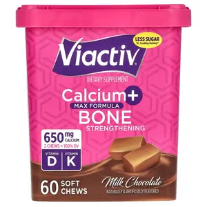 Viactiv Calcium + Bone Strengthening, Max Formula, Milk Chocolate, 60 Soft Chews