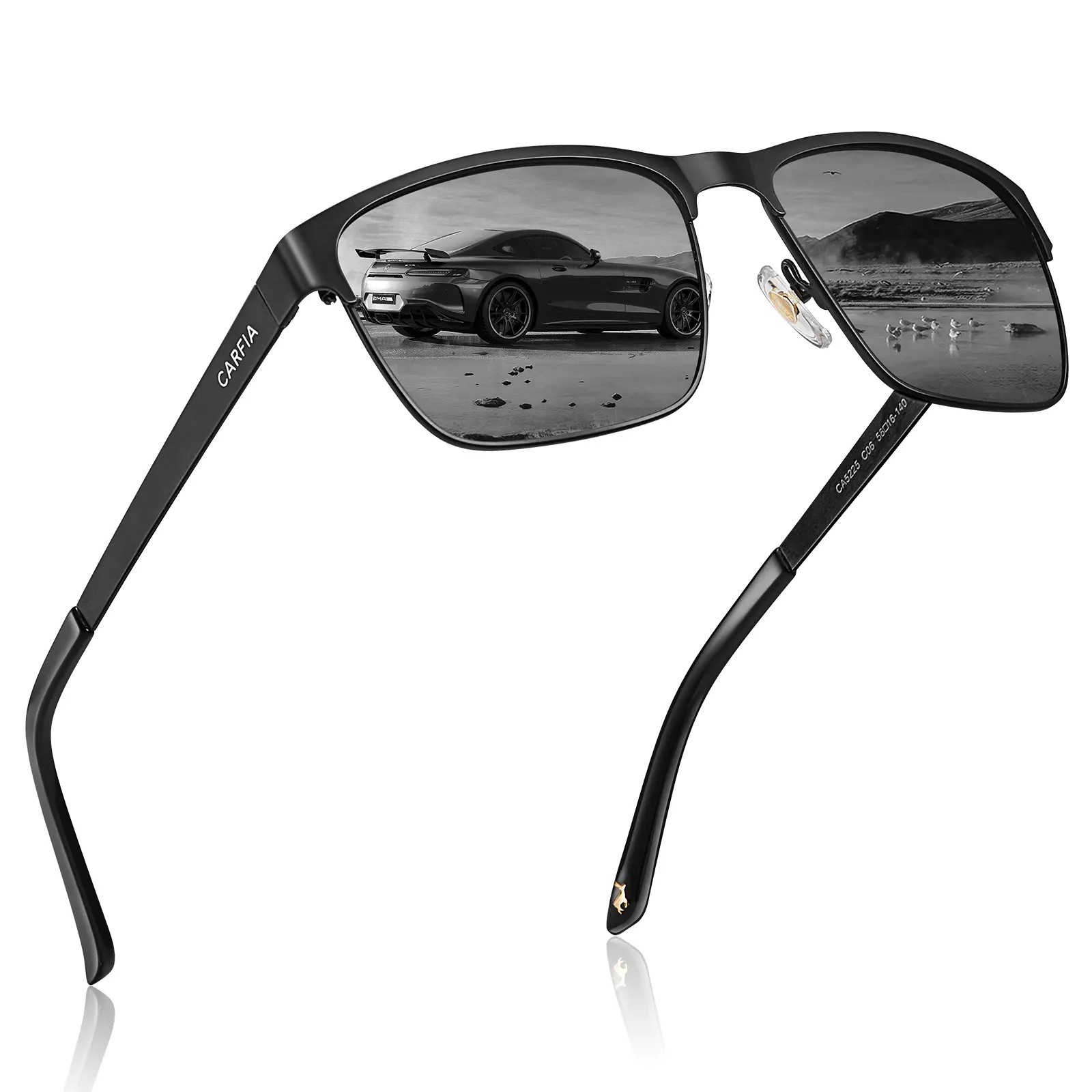 CARFIA Men's Polarized Sunglasses 2024 UV400 Protection for Driving Fishing Hiking Golf Metal Frame Glasses