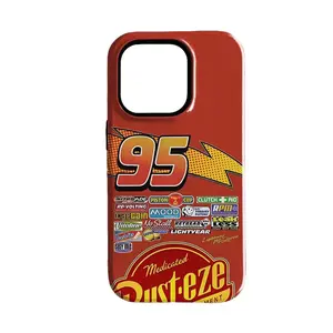 Anime Cars Lightning McQueen 95 design film phone case, compatible with iPhone 17, 16, 15, 14, 13, and 12. Double-layer phone case.