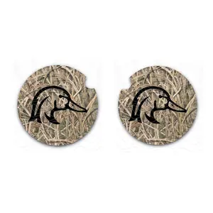 Shadow Grass With Wood Duck Camo Car Coaster, Car Cup Holder, Auto Accessories, Neoprene Car Coasters, Set of Two
