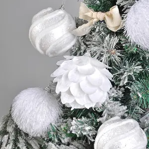 9-piece Christmas decorative ball set, including gift box, suitable for Christmas trees, Valentine's Day, weddings and holiday parties, Party Decoration. Christmas ball petals, glitter white foam balls, Christmas tree decorative pendants, Ornaments