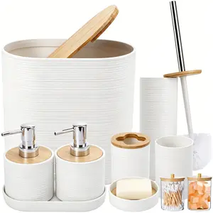 10 Pcs Bathroom Hardware Accessories Set, Includes Soap Dispenser, Toothbrush Holder, Mouthwash Cup, Soap Dish & Cotton Swab Storage Jar, Multi-purpose Organizer for Bathroom Kitchen Living Room, Ideal Housewarming Gift