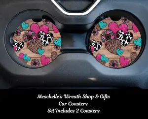 Western Hearts Car Coasters - Upgrade Your Car Interior with Stylish and Functional Car Coasters