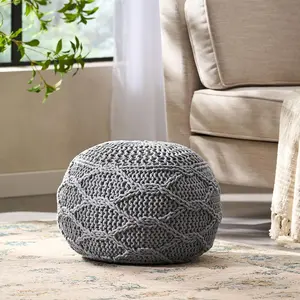Modern Malibu Knitted Pouf – Simple, Uncluttered Design for Contemporary Homes. 20"x20"x14" Round. Perfect as Footrest, Extra Seat or Decorative Accent