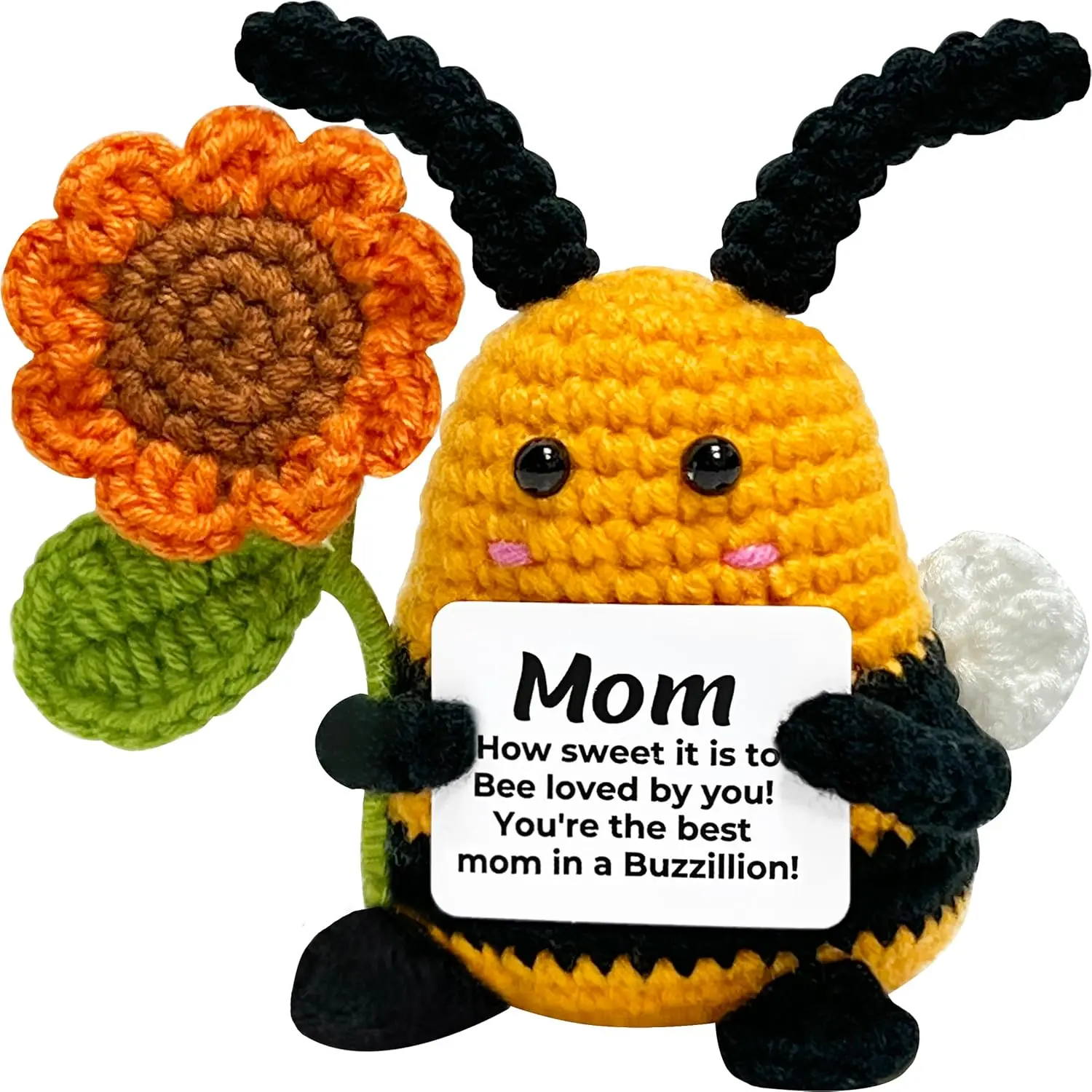 Summer Super Deal Gift for Mom from Daughter Son, Mothers Day Easter Gifts for Mother Mama Bonus Moms, Emotional Support Crochet Bee Present Love Mom Birthday Gift, Handmade Positive Crochet Bee