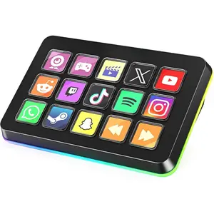 Fifine  Stream Controller with 15 Macro , Streaming Keyboard with Trigger Actions in OBS/Twitch/YouTube/Streamlabs, Shortcut Buttons Keypad Works with  and PC-D6