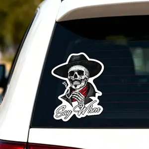 Say When Doc Holiday Sticker Decal Skeleton Skull Tombstone, Wall, Window, Vehicle, Weather Resistant, Viral Vehicle Exterior Decoration for Bumper, Laptop, Toolbox, Tumbler – Inspirational Faith
