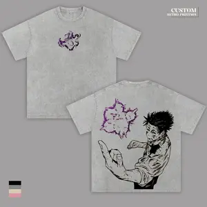 Yuta Okkotsu Jujutsu Kaisen Washed Oversized T-Shirt, JJK season 3 Double Printed Curse Power Anime Graphic Tee,  Heavy Cotton Dark Manga Streetwear Unisex Shirt