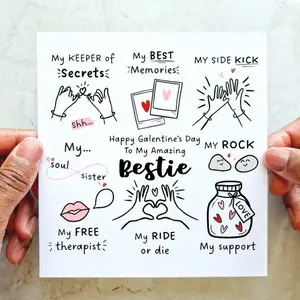 1pc Best Friend Valentine's Day Card - Best Friend Valentine's Day Card - Girlfriend's Day Card for Friends - Best Friend Valentine's Day Card - Positive Message Card