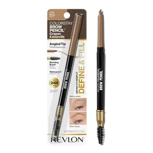 Revlon ColorStay Eyebrow Pencil with Spoolie Brush, Waterproof, Hair-Like Strokes for Natural Looking Brows, 205 Blonde, 0.021 oz
