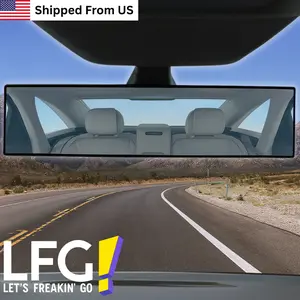 300mm Panoramic Interior Mirror Anti-Glare Wide-Angle Convex Rearview Mirror for Safer Driving XUKEY High-Definition Glass Durable ABS Universal Fit