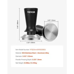VEVOR Espresso Tamper 51mm, Spring Loaded Coffee Tamper, 30 lbs Tamper Tool Espresso, Stainless Tamper with Non-Slip Grip