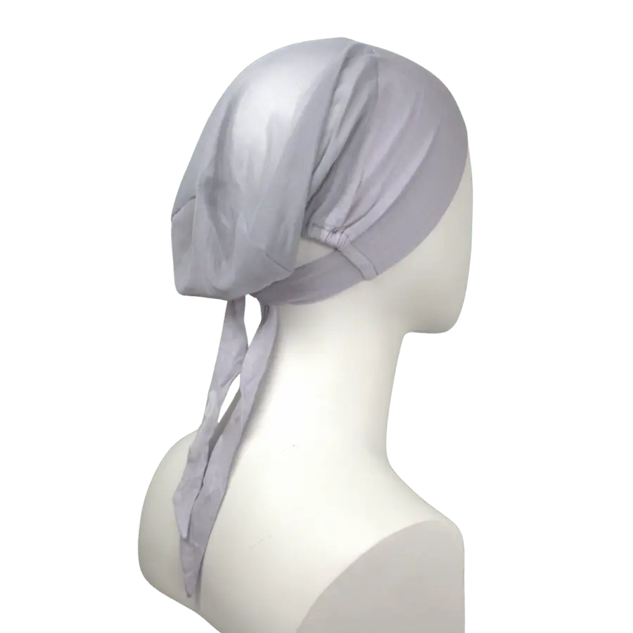 Tie Back Airy Mesh Hijab Caps - Grey