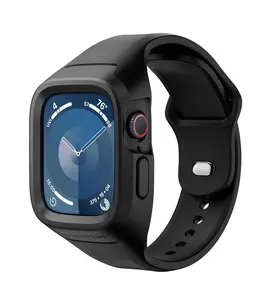 SURITCH Sport Band for Apple Watch Ultra 3/2/1 49mm & iWatch Series 9/8/7/6/5/4/SE3/SE2/SE 45mm 44mm 41mm 40mm, Soft Silicone Shockproof Rugged Protective Strap with Case for Women Men