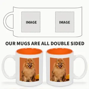 2026  11-Ounce Ceramic Coffee - a Perfect Gift for Everyone in a Two-Tone Orange, Suitable for All Seasons, with Photo Printing Options.
