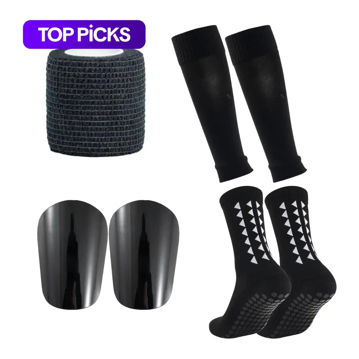 Anti-slip Football Socks and Protection Board Set, Non-slip Football Socks Soccer Shin Guards, Football Protective Set for Men & Women, Soccer Accessories, Sport Football Equipment, Soccer Gear