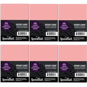 3 in. x 4 in. Speedy-Carve Linocut Block 6-Pack Premium Pink Rubber Linoleum Carving Blocks for Printmaking Printing and Stamp Making