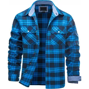 TACVASEN Men's Flannel Shirts Lightweight Cotton Button Down Long Sleeve Shirt Casual Plaid Pocket Shirts Outdoor