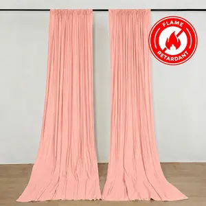 2 Pack 5ftx10ft Dusty Rose Scuba Polyester Backdrop Drape Curtains, Durable Flame Resistant Event Divider Panels Wrinkle Free With Rod Pockets