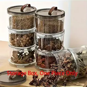1PC Kitchen Multi Layer Storage Box 3 Tier Round Handheld Spice Container Airtight Food Jar Cereal Grains Snacks Storage Canister