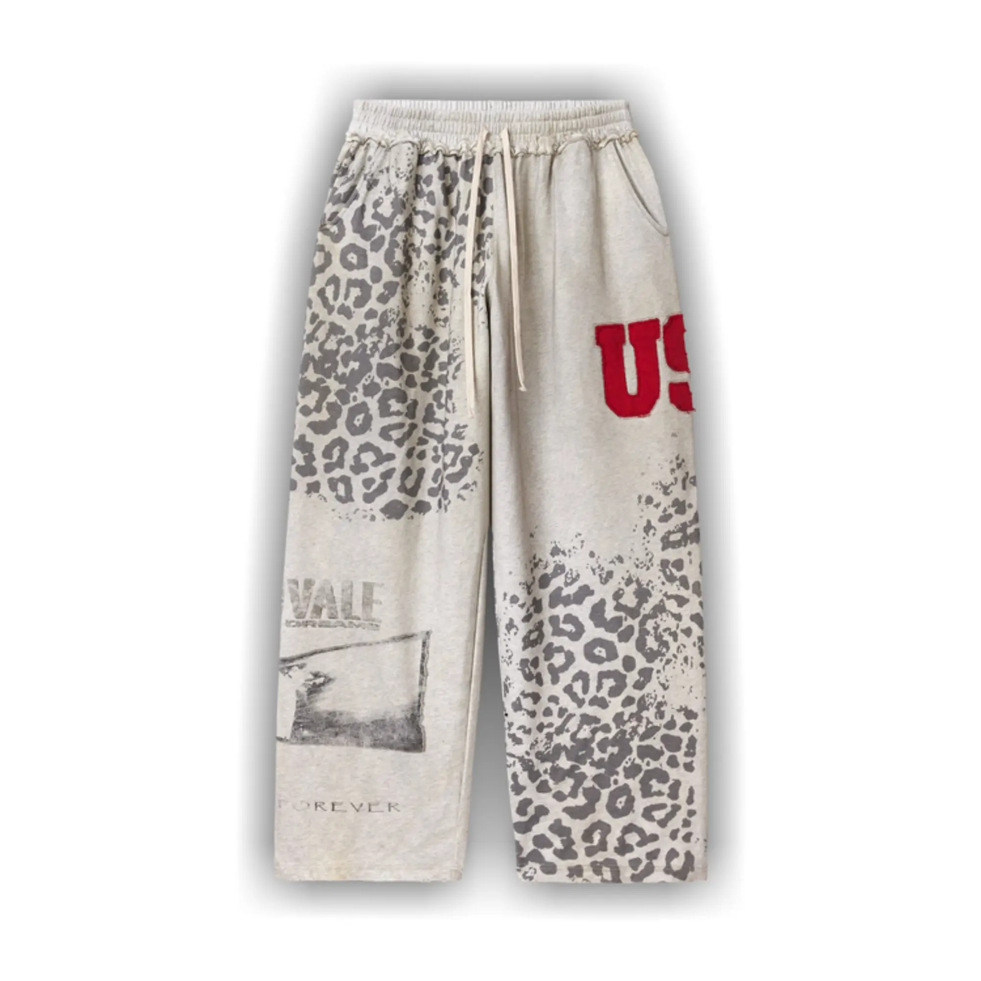 Men's Vale Cheetah Gray Sweatpants, Streetwear Hip Hop Pants, Trendy For Outdoor Wear Daily Wear, Designer Clothing, Gift for him, Gift for her, Birthday's gift