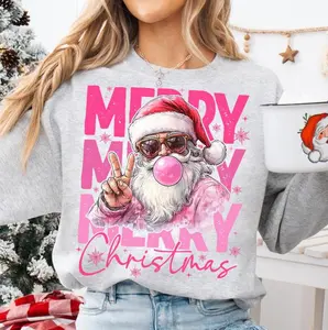 [ New Collection For Xmas ] Retro Santa Bubble Sweatshirt, Funny Sunglasses Xmas Hoodie, Vintage Merry Christmas Jumper, Unique Holiday Gift, Gift For Her, For Mom, For Womenswears