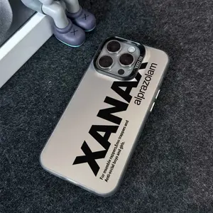Fashion Xanax Pattern Protective Case for iPhone 11-17 Pro Max & Samsung S25-S23, Anti-Drop Ultra-Thin Hard Cover, Perfect Gift!
