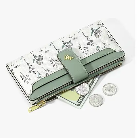 Stylish Floral Women's Wallet Exquisite Multi-Card Holder with Zippered Coin Pocket Spring Summer Green Pink Blue Black Beige Multi-Colored Accessory Casual Bi-fold Wallet