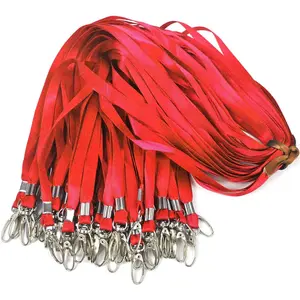 Red Lanyards for Name Tag Id Badges Nylon Cruise Lanyard Swivel Hooks 100 Pack