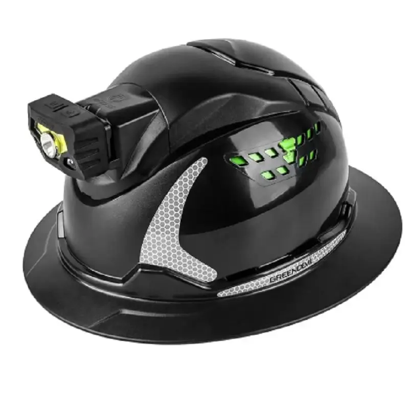 Vented Full Brim Safety Hard Hat, HDPE Protective Work Helmet with 6-Point Suspension, Adjustable Fit, Headlamp Bracket & Reflective Strips, Sweatband, Sun and Rain Protection for Men Women Outdoor Construction Work