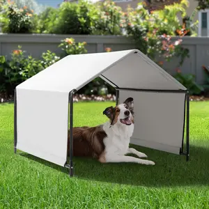 Dog Shade Shelter Outdoor Tent for Large Dogs 4'x4'x3.3' Portable Sun Rain Canopy Pet House for Dog Cat Rabbit Durable Waterproof 420D Polyester Cover Heavy-Duty Steel Construction