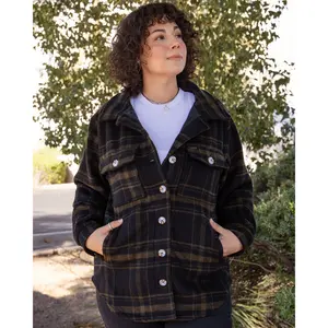Women's Long Shacket - Brown & Black