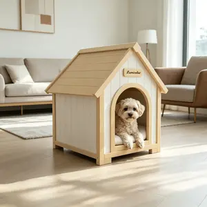Modern Indoor Solid Cedar Dog House with EVA Cushion - Small Dog, Cat Pet Furniture