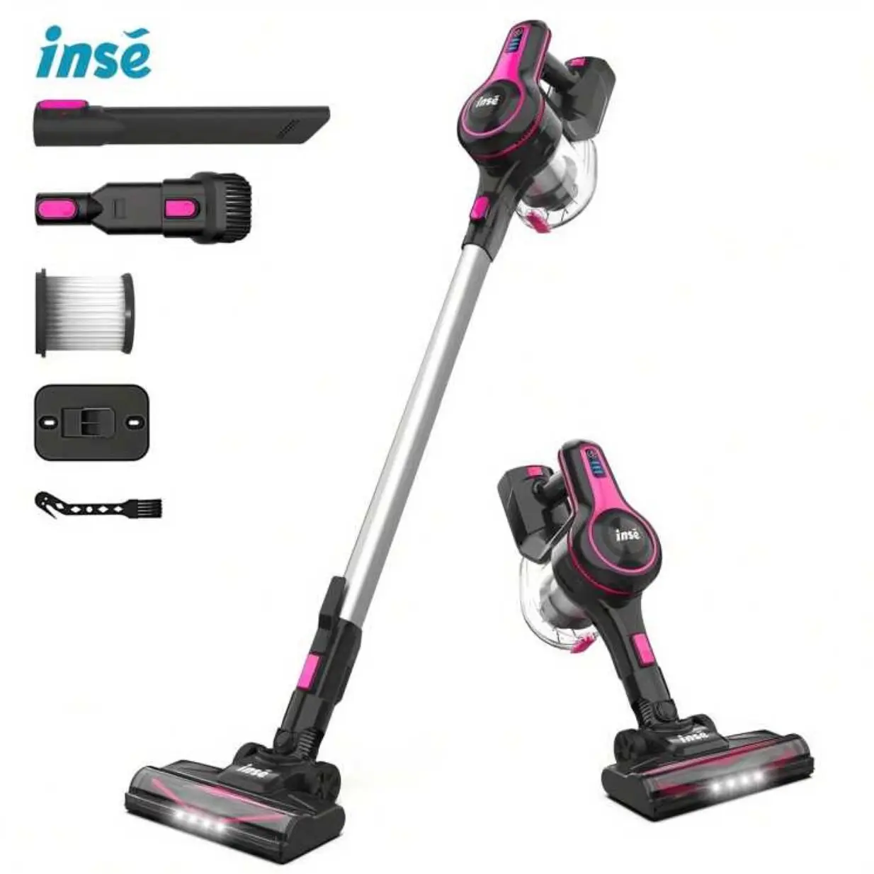 INSE N520 Cordless Vacuum Cleaner, 6 In 1 Rechargeable Powerful Lightweight Stick Vacuum With 2200 MAh Battery