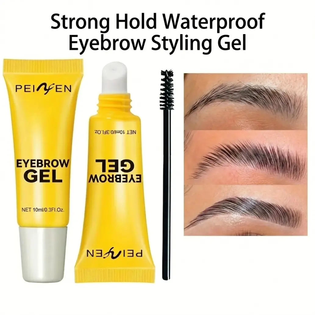 Strong Hold Waterproof Eyebrow Styling Gel, Eyebrow Styling Adhesive Tape Brush & 3D Brow Shaping Gel, Waterproof & Sweat-Resistant, Transparent Gel for Natural Look, All Light Types