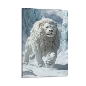 Aesthetic Snow Mountain White Lion Poster Canvas Wall Art Posters & Prints Painting for Bedroom Classroom Dorm Living Room Decor Canvas Poster Bedroom Decor Sports Landscape Office Room Decor Gift Frames Ornaments Artistic Decoration Photo Frame-.