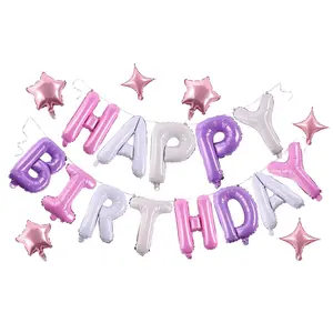 Birthday Banner, 3D Mylar Foil Happy Birthday Balloons, 24Pcs Birthday Party Decorations With 6Pcs Star Balloons For Kids Girls Women Adults Ecofriendly Party Supplies, Pantone