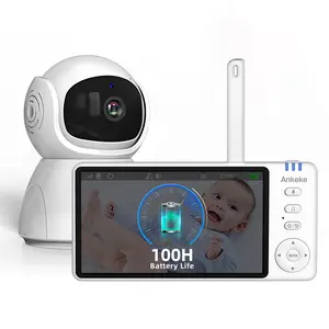 5" Baby Monitor No WiFi with Camera & Audio, 720P HD Video, Long Range 1000ft, Night Vision, 2-Way Talk, PTZ