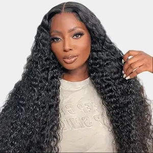 [Special Deals]CurlyMe Deep Wave Lace Front Wigs Human Hair for Women Transparent Lace Deep Curly Lace Frontal Wigs Human Hair Natural color