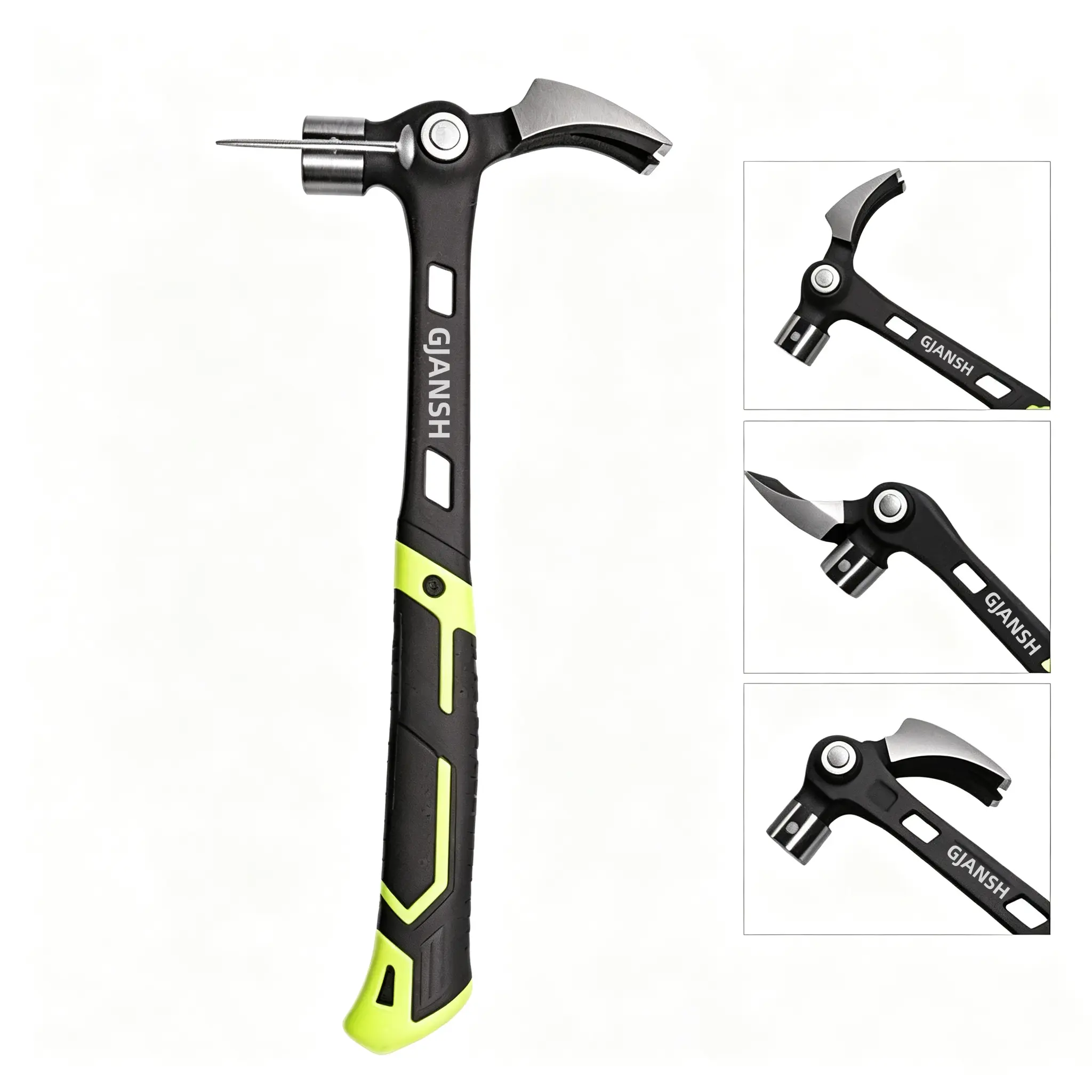 GJANSH 16oz Claw Hammer with Magnetic Nail Starter,Indexing Rip Claw,Forged Steel Head,Shock-Absorbing TPR Grip,Heavy Duty Framing & DIY Tool summerwins