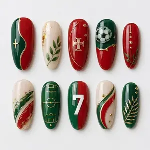 Soccer Press On Nails 3D Football Fan Portugal Flag Sports Game Day