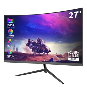 27” QHD Curved Gaming Monitor – 2K 1440p,165Hz,1ms,1800R,HDR,FreeSync,128% sRGB,Borderless,HDMI & DP,Built-in Speakers,PC & Console Ready,for game