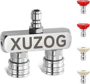 2-in-1 Pressure Washer Nozzle Tips Dual Power Washer Nozzle with 4Counts Spray Nozzles 0.40 Degree 1/4 Inch Quick Connect 5000 PSI